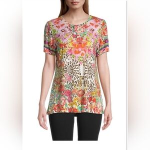 Johnny Was WILD GARDEN PUFF SLEEVE KNIT TEE Shirt L